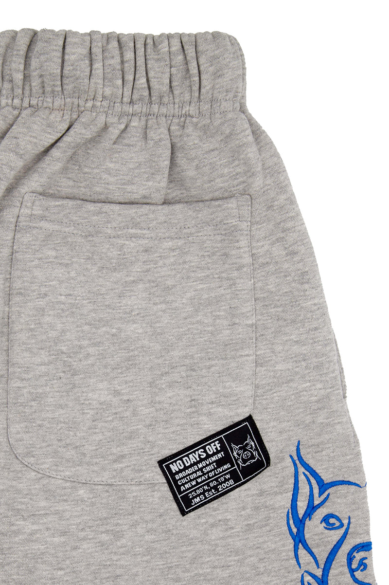 GREY EMBROIDERED SWEAT SHORT