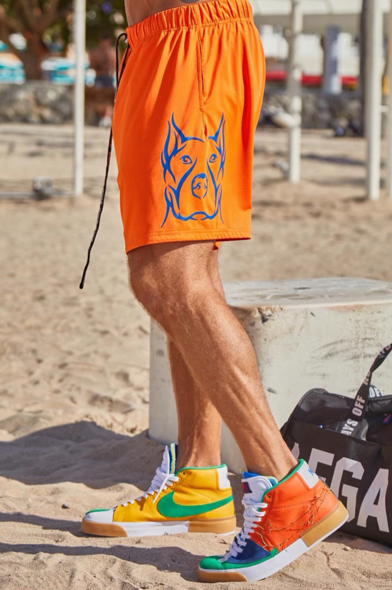 Mens neon 2025 orange shorts